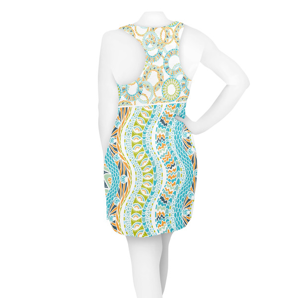 Teal Ribbons & Labels Racerback Dress - On Model - Back