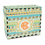 Teal Ribbons & Labels Wood Recipe Box - Full Color Print (Personalized)