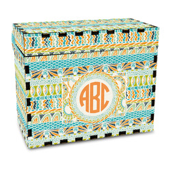 Teal Ribbons & Labels Wood Recipe Box - Full Color Print (Personalized)