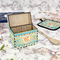 Teal Ribbons & Labels Recipe Box - Full Color - In Context