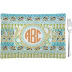 Teal Ribbons & Labels Rectangular Glass Appetizer / Dessert Plate - Single or Set (Personalized)