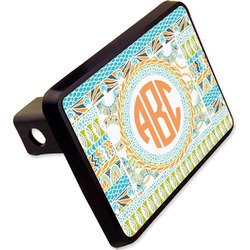 Teal Ribbons & Labels Rectangular Trailer Hitch Cover - 2" (Personalized)