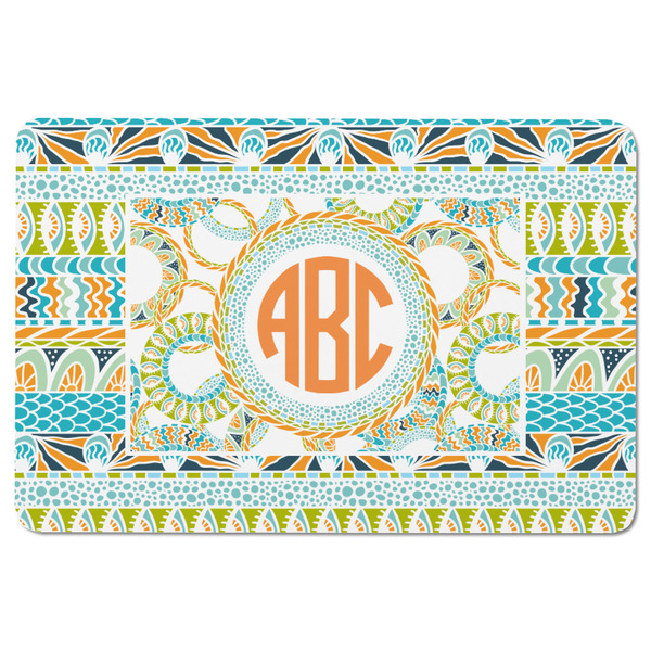 Teal Ribbons & Labels Rectangular Fridge Magnet - FRONT
