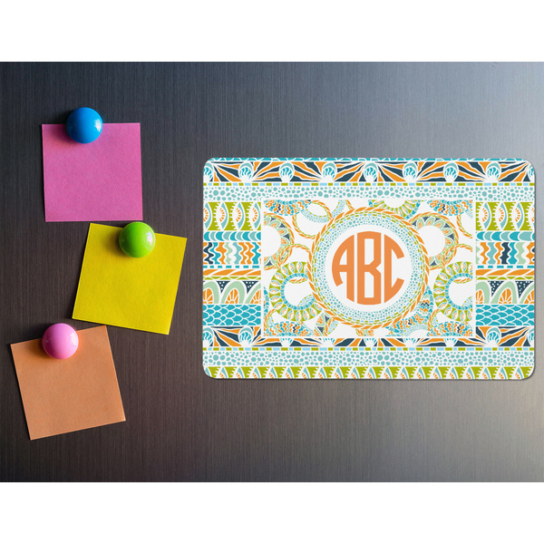 Teal Ribbons & Labels Rectangular Fridge Magnet - LIFESTYLE