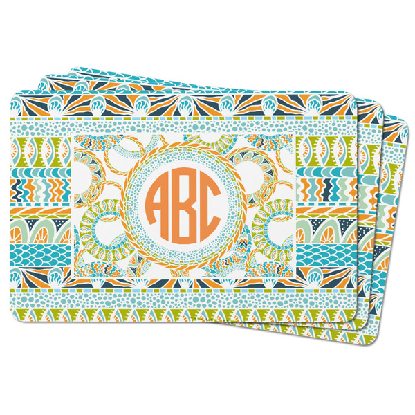 Teal Ribbons & Labels Rectangular Fridge Magnet - THREE