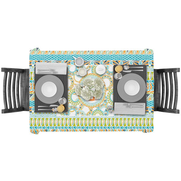 Teal Ribbons & Labels Rectangular Tablecloths - LIFESTYLE