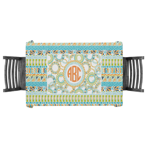 Custom Teal Ribbons & Labels Tablecloth - 58"x58" (Personalized)