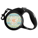 Teal Ribbons & Labels Retractable Dog Leash - Large (Personalized)