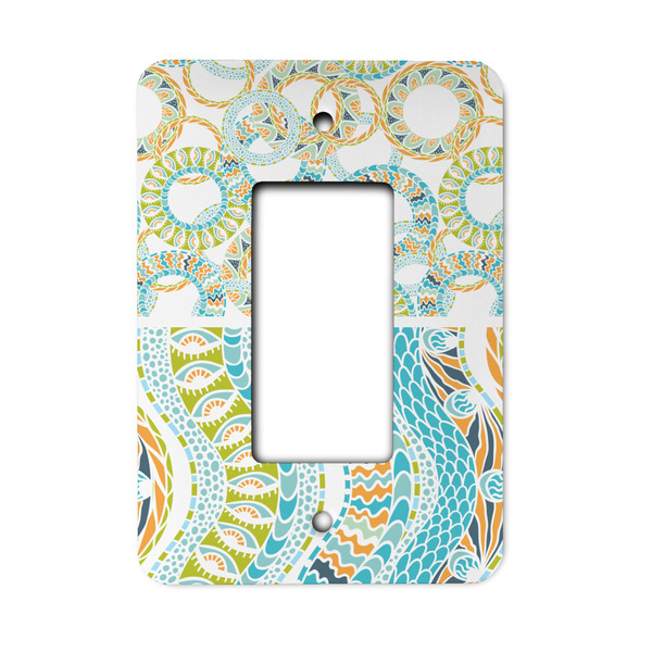 Custom Teal Ribbons & Labels Rocker Style Light Switch Cover - Single Switch