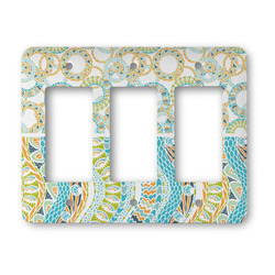 Teal Ribbons & Labels Rocker Style Light Switch Cover - Three Switch