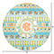 Teal Ribbons & Labels Round Area Rug - Size