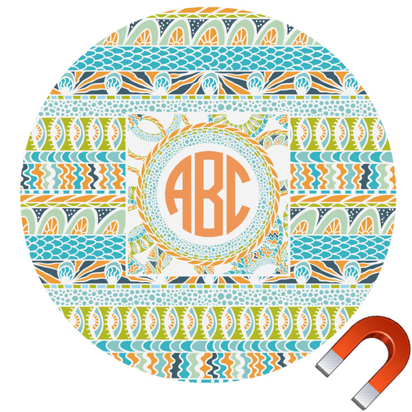 Custom Teal Ribbons & Labels Round Car Magnet - 10" (Personalized)