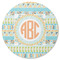 Teal Ribbons & Labels Round Coaster Rubber Back - Single