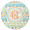 Teal Ribbons & Labels Round Rubber Backed Coaster (Personalized)