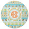 Teal Ribbons & Labels Round Rubber Backed Coaster (Personalized)