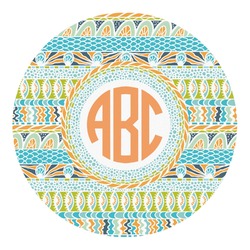 Teal Ribbons & Labels Round Decal (Personalized)