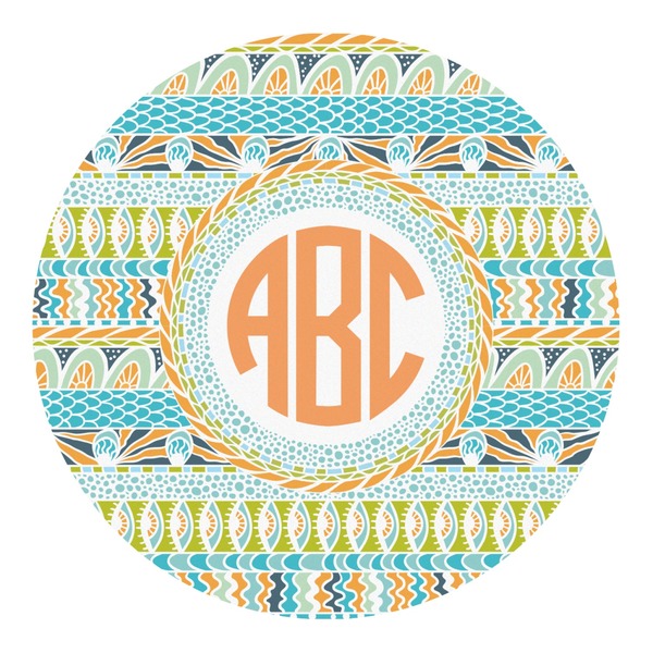 Custom Teal Ribbons & Labels Round Decal (Personalized)