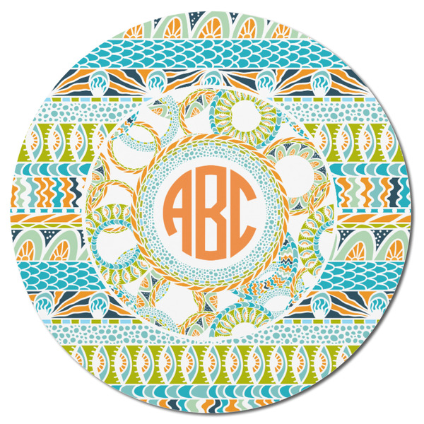 Teal Ribbons & Labels Round Fridge Magnet - FRONT