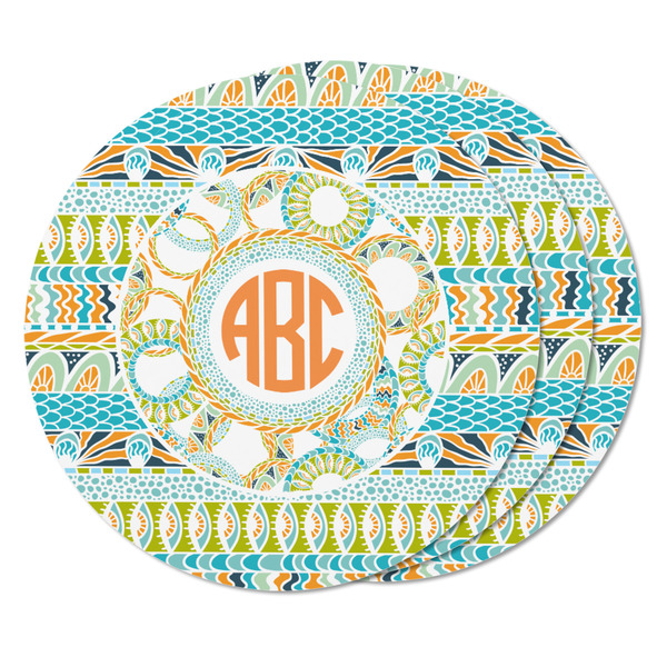 Teal Ribbons & Labels Round Fridge Magnet - THREE