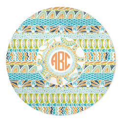 Teal Ribbons & Labels 5' Round Indoor Area Rug (Personalized)