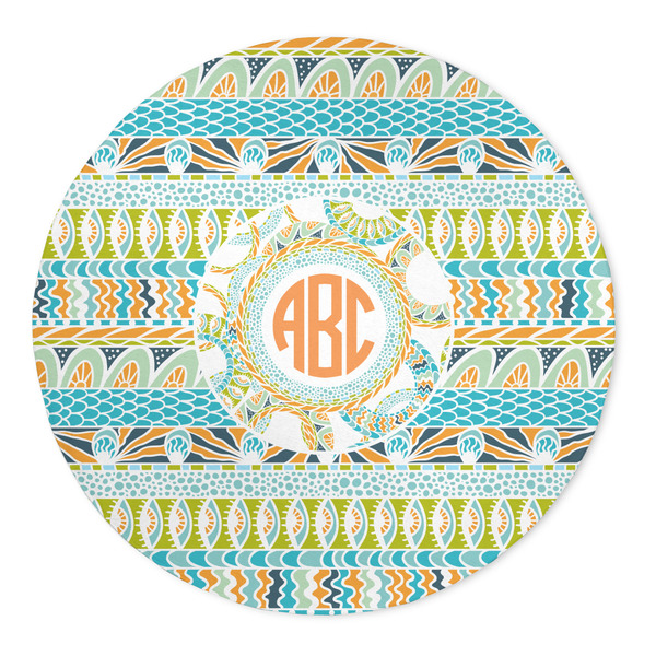 Custom Teal Ribbons & Labels 5' Round Indoor Area Rug (Personalized)