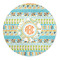 Teal Ribbons & Labels Round Indoor Rug - Front/Main