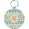 Teal Ribbons & Labels Round Keychain (Personalized)