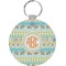 Teal Ribbons & Labels Round Plastic Keychain (Personalized)