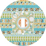 Teal Ribbons & Labels Round Light Switch Cover (Personalized)