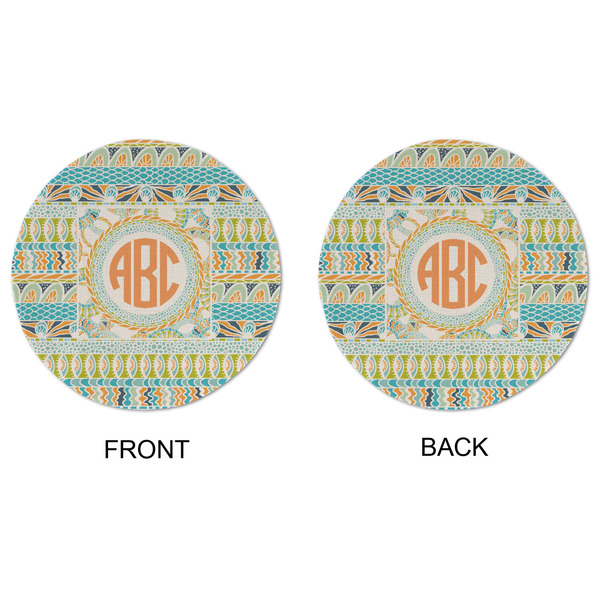 Teal Ribbons & Labels Round Linen Placemats - APPROVAL (double sided)