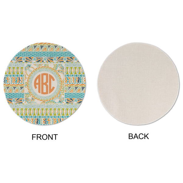 Teal Ribbons & Labels Round Linen Placemats - APPROVAL (single sided)