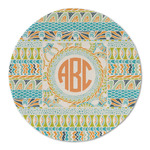 Teal Ribbons & Labels Round Linen Placemat (Personalized)