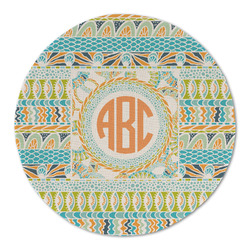 Teal Ribbons & Labels Round Linen Placemat - Single Sided (Personalized)