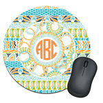 Teal Ribbons & Labels Round Mouse Pad (Personalized)
