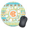 Teal Ribbons & Labels Round Mouse Pad