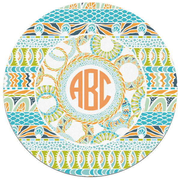 Teal Ribbons & Labels Round Mousepad - APPROVAL