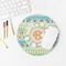Teal Ribbons & Labels Round Mousepad - LIFESTYLE 2