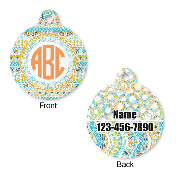 Teal Ribbons & Labels Round Pet ID Tag - Large - Approval