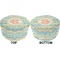 Teal Ribbons & Labels Round Pouf Ottoman (Top and Bottom)