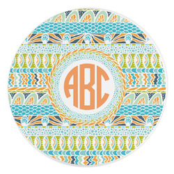 Teal Ribbons & Labels Round Stone Trivet (Personalized)