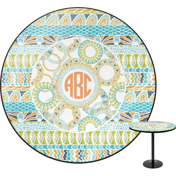 Custom Teal Ribbons & Labels Round Table - 30" (Personalized)
