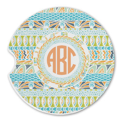 Teal Ribbons & Labels Sandstone Car Coaster - Single (Personalized)