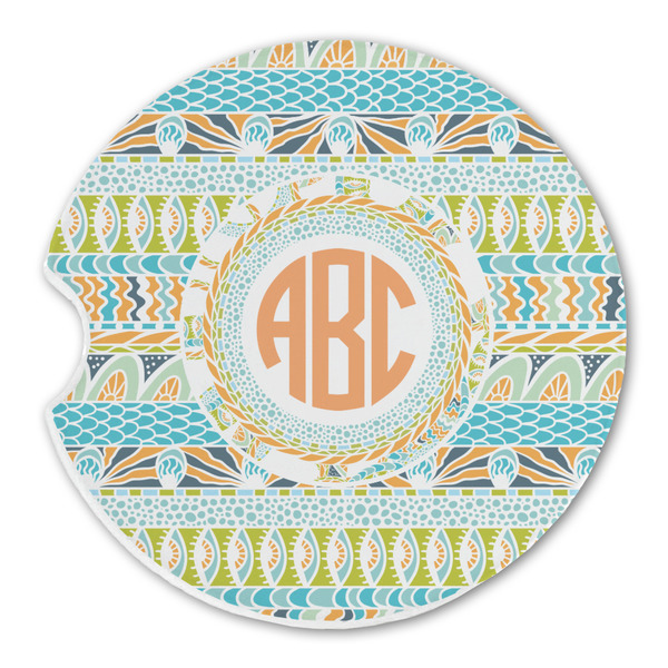 Teal Ribbons & Labels Sandstone Car Coaster - Single