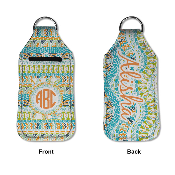 Teal Ribbons & Labels Sanitizer Holder Keychain - Large APPROVAL (Flat)