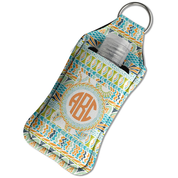 Teal Ribbons & Labels Sanitizer Holder Keychain - Large in Case