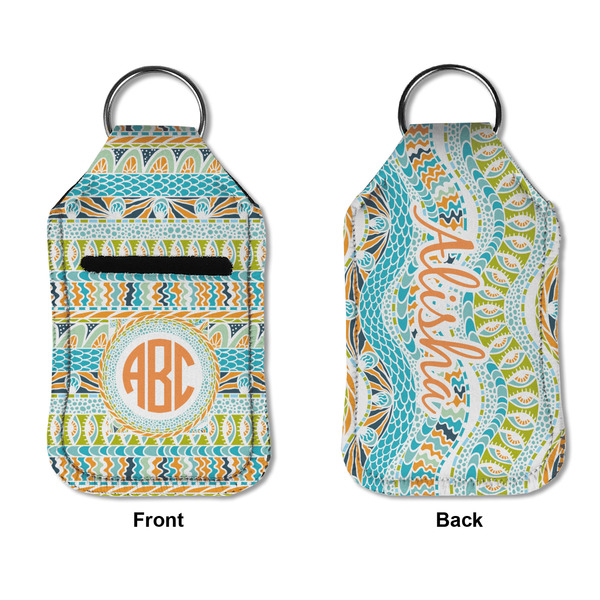 Teal Ribbons & Labels Sanitizer Holder Keychain - Small APPROVAL (Flat)