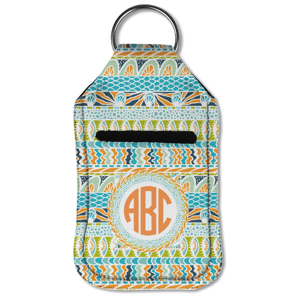 Teal Ribbons & Labels Sanitizer Holder Keychain - Small (Front Flat)