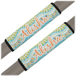 Teal Ribbons & Labels Seat Belt Covers (Set of 2) (Personalized)