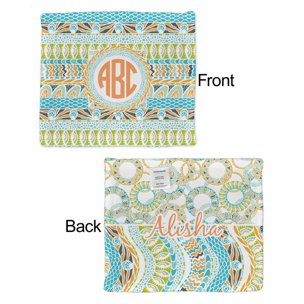 Teal Ribbons & Labels Security Blanket - Front & Back View