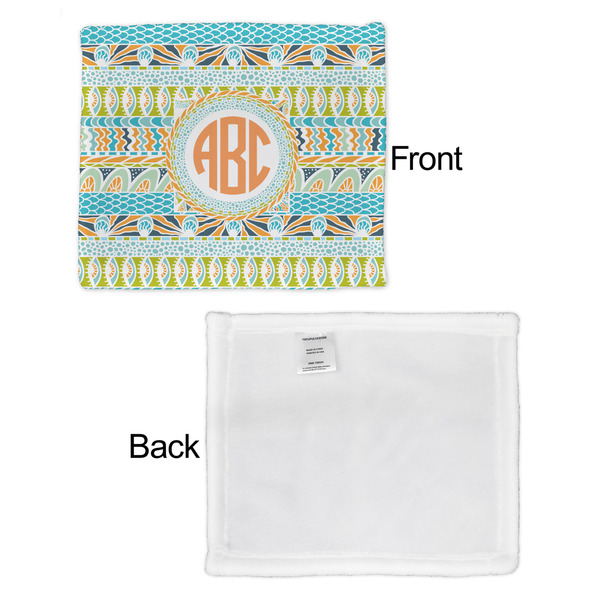 Teal Ribbons & Labels Security Blanket - Front & White Back View